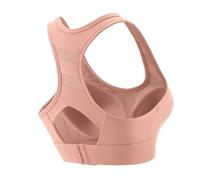 Sujetador deportivo push up de alto soporte, sin varillas, cuello redondo, espalda cruzada, para yoga, fitness, color liso para mujer, rosa, S