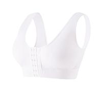 Sujetador Deportivo Talla Extra Grande Cierre Frontal Sin Aros Antivibración Almohadillas Desmontables Moldeador Espalda para Carrera Blanco 4XL
