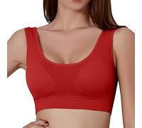 Sujetador Deportivo Top Chaleco de Fitness Reunido Ropa Interior de Talla Grande Sin Anillo de Marca Sujetador Deportivo Sujetador Copa D Post Quirurgico Sujetador 95d con (Red, XXL)