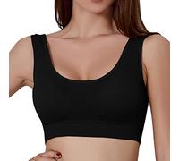 Sujetador Deportivo Top Chaleco de Fitness Reunido Ropa Interior de Talla Grande Sin Anillo de Marca Sujetador Deportivo Sujetador Copa D Post Quirurgico Sujetador 95d con (Black, XL)