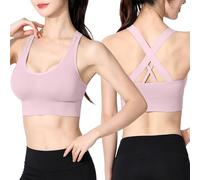 Sujetador Deportivo Top Corto Transpirable Correr Yoga Espalda Cruzada, Soporte sin Costuras Entrenamiento