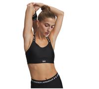 Under Armour UA Infinity High Bra Sostén deportivo para correr, sujetador cruzado en la espalda para mujer, color negro/blanco
