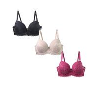 Sujetador Diario Cómodo y Sin Soporte Ligero Transpirable para Mujer 3piezas (BK2, 90E) #1891