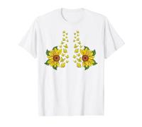 Sujetador Divertido con Mariposas y Girasoles, Pechos Camiseta gráfica económica, Hombre, Blanco, L