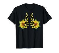 Sujetador Divertido con Mariposas y Girasoles, Pechos Camiseta gráfica económica, Hombre, Negro, S