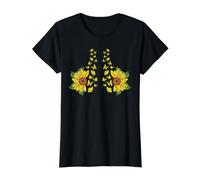 Sujetador Divertido con Mariposas y Girasoles, Pechos Camiseta gráfica económica, Mujer, Negro, S