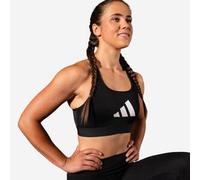 adidas Sujetador gráfico Powerreact con Logotipo Grande para Mujer, Negro, L