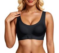 Sujetador genérico sin armaduras con cierre frontal, sin costuras, para un mantenimiento de la espalda y una sublimada. Bragas de yoga sin costuras, mantenimiento medio. Bustier bajo pecho., Le Noir