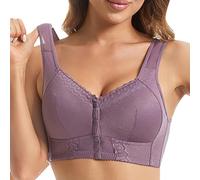 Sujetador Grande con Hebilla Lateral Delantera para Mujer, Borde de Encaje sin Movimiento de Anillo de, Ajuste de reunión sin Costuras, Yoga, sueño Gracia Que se Siente