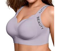 Sujetador inalámbrico cómodo y suave para mujer - Sujeción completa, sujetador invisible diario con agarre óptimo 2 fuera de tierra, morado, L