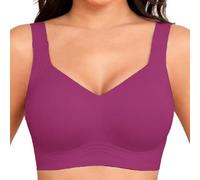 Sujetador inalámbrico cómodo y suave para mujer - Sujeción completa, sujetador invisible para uso diario, protección contra el sudor bajo el pecho, Rosa intenso., M