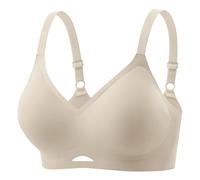 Sujetador Inalámbrico Mujer Sin Aros Sujetador De Malla En V Sujetador Cómodo Cobertura Completa Sujetador Diario Top Mujer Encaje, caqui, 3XL