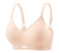 Sujetador inalámbrico para mujer, sin aros, de malla en V, sujetador cómodo, cobertura completa, para uso diario, Rosa., 4XL