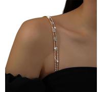 Sujetador invisible con diamantes de imitación para mujer, tirantes de hombro, accesorios de lencería ajustables, perlas de cristal, cadenas de hombros, cadena de ropa interior, Triángulo dorado