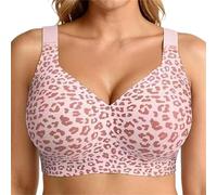 Sujetador Jelly sin aros de talla extragrande para mujer, sin costuras, de cobertura completa, de apoyo, para uso diario y deportivo, para yoga, Estampado De Leopardo Rosa, S