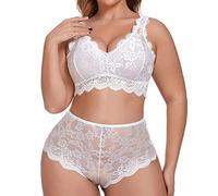 Sujetador Lactancia Conjunto de lencería de Talla Grande para Mujer Conjunto de Ropa Interior de Encaje de 2 Piezas con Halter Sexy y Sujetador de Tiras Sujetadores Mujer con Aros