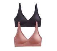 Sujetador Para Mujer 2 piezas de sujetador sin costuras for mujer, ropa interior inalámbrica, suave acolchado, lencería íntima femenina push up, dormir(XXL,BLACK-PINK_ONE SIZE)