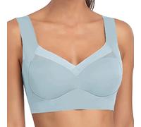 Sujetador para mujer, antiflacidez, sin armadura, gran tamaño, seda helada, ropa interior, sujetadores sexy, cuello en V, push up tirantes anchos, elásticos, informal, transpirable, lencería