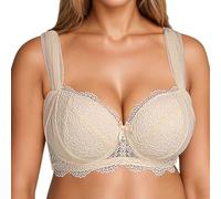 Sujetador para mujer, cómodo sujetador con aros, ligero push-up para un agarre de gran tamaño, ideal para el día a día, con estilo versátil, diseño holgado, beige, 95D