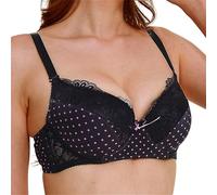 Sujetador para mujer con aros, push up, tallas grandes, sujetador elegante de lunares, ropa interior suave y cómoda, bralette con tirantes ajustables, sujetador para trabajo, ocio, viajes, Negro
