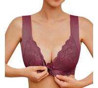 Sujetador para mujer sin anillo de acero en la parte delantera cerrada, espalda en T, talla grande, sin costuras, sin forro, para gran tamaño, transpirable, elástico, suave, moldeador invisible, bajo