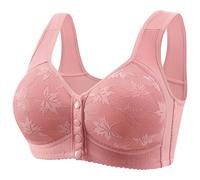 Sujetador para mujer sin aros de algodón para mujer, cierre frontal, pechos grandes, sujeción fuerte, sujetador sin tirantes, acolchado, sin aros, sujetador para dormir, sujetador cómodo para mujer