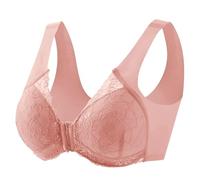 Sujetador para mujer sin aros de encaje con cierre frontal, tallas grandes, para tiempo libre, push up, cómodo sujetador de tirantes anchos, sujetador suave, sin aros, ropa interior para fitness