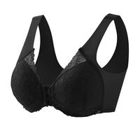 Sujetador para mujer sin aros de encaje con cierre frontal, tallas grandes, para tiempo libre, push up, cómodo sujetador de tirantes anchos, sujetador suave, sin aros, ropa interior para fitness