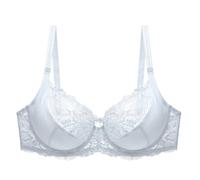Sujetador Para Mujer Sujetador de encaje con perspectiva for mujer, lencería aros, bordado floral, tallas grandes CDE 80 85 90 95 100 105(38,WHITE_C)