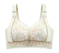 Sujetador Para Mujer Sujetador de encaje sin aros for mujer, talla grande 36-52CDE, fino, costuras, for pecho, relleno(Champagne,95D)