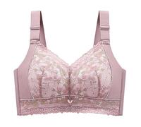 Sujetador Para Mujer Sujetador de encaje sin aros for mujer, talla grande 36-52CDE, fino, costuras, for pecho, relleno(Brown,90E)