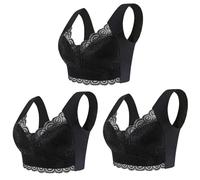 Sujetador Para Mujer Sujetador de encaje sin costuras seda hielo 3 piezas, ropa interior soporte superior aro acero, cómodo, talla grande, bralette tipo chaleco(XL (60-70kg),Blue)