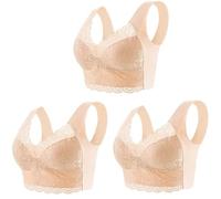 Sujetador para Mujer Sujetador de Encaje sin Costuras Seda Hielo 3 Piezas, Ropa Interior Soporte Superior aro Acero, cómodo, Talla Grande, Bralette Tipo Chaleco para Salir(M (40-50kg),Black)