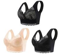 Sujetador Para Mujer Sujetador de encaje sin costuras seda hielo 3 piezas, ropa interior soporte superior aro acero, cómodo, talla grande, bralette tipo chaleco(M (40-50kg),Green)