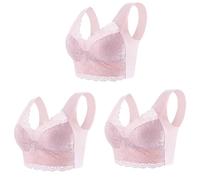 Sujetador Para Mujer Sujetador de encaje sin costuras seda hielo 3 piezas, ropa interior soporte superior aro acero, cómodo, talla grande, bralette tipo chaleco(XL (60-70kg),Brown)