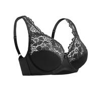 Sujetador Para Mujer Sujetador de mujer, lencería talla grande, sujetadores con encaje floral y aros, tops, ropa interior femenina perspectiva, copa BCDEF(Black,95B)