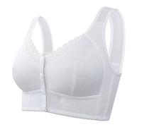 Sujetador para personas mayores, sujetador transpirable con cierre frontal para personas mayores, sujetadores sin aros para mujeres mayores piernas ropa acolchada ropa cálida, Blanco, 58