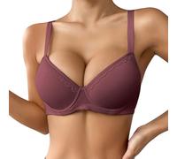 Sujetador push up - Bralette de pechos grandes con aros tallas grandes sin costuras Bustier con cuello en V profundo Skiny Minimizer BHS Cómodo Sujetador liso Ropa interior cómoda Busto Sujetador