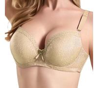 Sujetador Push Up Europeo con Soporte Ajustable Lencería Ligera Cómoda Transpirable para Uso Diario (Beige, 105E) #1107