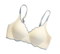 Sujetador Push up Fino de una Pieza for Mujer, sin Rastro, con Contraste Color, cómodo, Pecho pequeño y Espalda Hermosa(L,White)