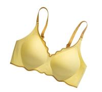 Sujetador Push up Fino de una Pieza for Mujer, sin Rastro, con Contraste Color, cómodo, Pecho pequeño y Espalda Hermosa(XL,Yellow)
