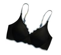 Sujetador Push up Fino de una Pieza for Mujer, sin Rastro, con Contraste Color, cómodo, Pecho pequeño y Espalda Hermosa(M,Black)