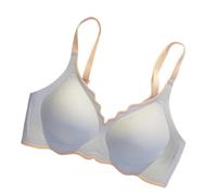 Sujetador Push up Fino de una Pieza for Mujer, sin Rastro, con Contraste Color, cómodo, Pecho pequeño y Espalda Hermosa(XL,Blue)