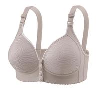 Sujetador push up para mujer, ropa interior de lactancia con botones frontales de talla grande que no se ve, suave, talla grande, copa completa para el trabajo, la oficina debajo del vestido, Gris