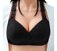 Sujetador push up para mujer, sin aros, cuello en V profundo, cómodo, transpirable, cobertura completa, acolchado, ropa interior suavizante, Negro, 64