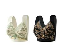 Sujetador Push up Reductor Sujetador Deportivo Mujer Sujetadores Deportivo de Talla Pequeña para Mujer,con Escote Pronunciado,sin Aros,De Encaje Que Reduce El Pecho Sujetadores Talla Grande Negro