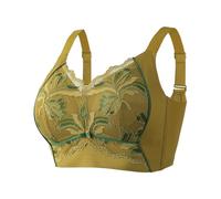 Sujetador Push Up Sin Aros Suave Transparente con Encaje Floral Ligero Cómodo de Corte Bajo Escote Pronunciado Top Clásico Que Moldea Perfectamente (46/46D)