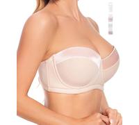 Sujetador Push-up sin Tirantes para Mujer con Tirantes Transparentes para Tallas Grandes, Ajuste Seguro en Fiestas, Talla de la Banda 34-48, Copa B/C/D/E/F/G
