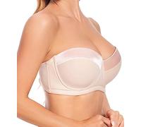 Sujetador push up sin tirantes para mujeres con busto grande [Never Move] Sujetadores sin tirantes para busto grande 36-44C/D/DD/DDD, beige rosado, 85E