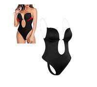 Sujetador Reductor Sin Espalda, Shapewear Tummy Control, Shapewear U Plunge, Con Tirantes Invisibles De Silicona Transparente En La Espalda, Body Sin Espalda Con Cuello En V Profundo (Beige, S)